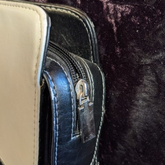 Flora Louis Leather Checkerboard Handbag Purse Excellent Black & White, Timeless - Picture 8 of 16